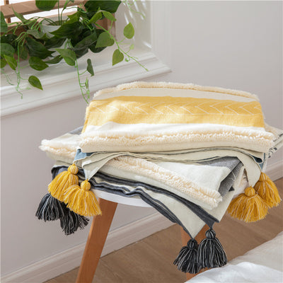 Plaid nordique à franges couleur unie - Olina Home